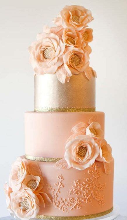 Floral Peach Wedding Cake Wedding Cake Peach Floral Wedding