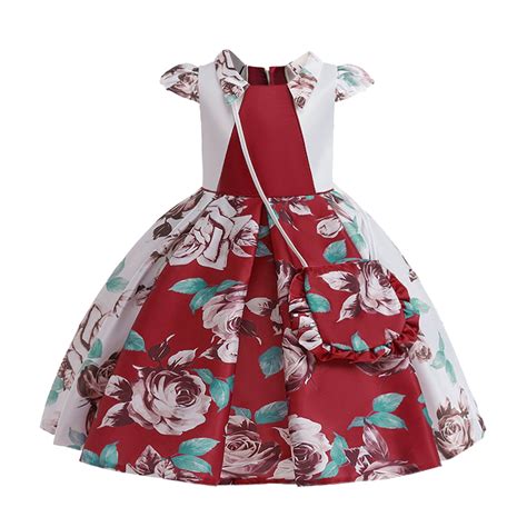 Zrbywb Dress For Girls Todder Girls Summer Flying Sleeve Flower Print