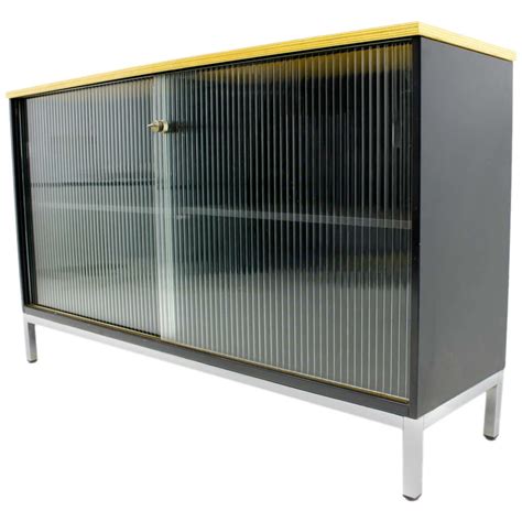 Metal Wood And Glass Sideboard By Mauser Germany 1970s At 1stdibs Metal And Glass Sideboard