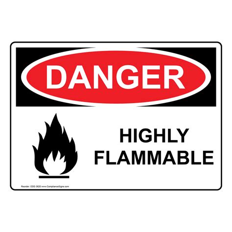 Osha Danger Highly Flammable Sign Ode 3820 Flammable