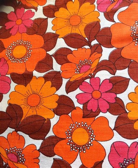 60s Mod Floral Fabric Swedish Bold Pattern In Great Condition 70s