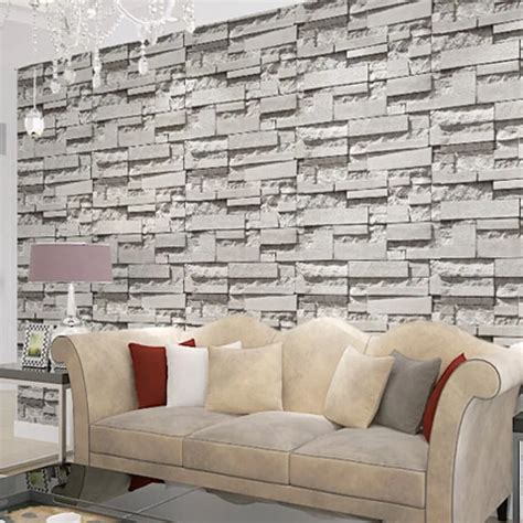 Beibehang Wallpaper Real Look Realistic Brick Wall Wallpaper White Grey