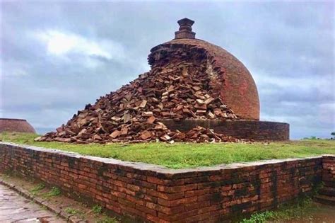 Heavy Rain Reduces Indian Buddhist Stupa To Rubble Buddhist Stupa