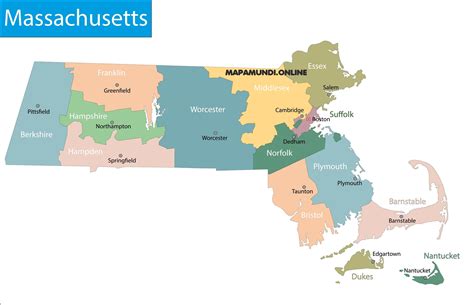 ⊛ Mapa De Massachusetts 🥇 Político Y Físico Imágenes Hd 2023