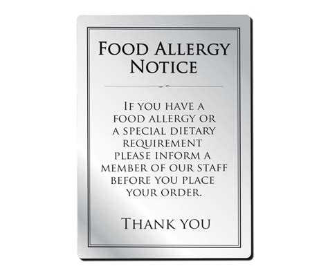 Framed Bar Sign Food Allergy Notice A Braccio Co Uk