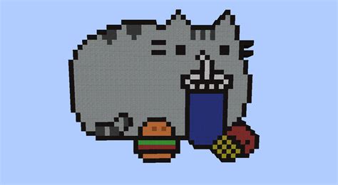 Pusheen With Food Pixel Art Minecraft Project