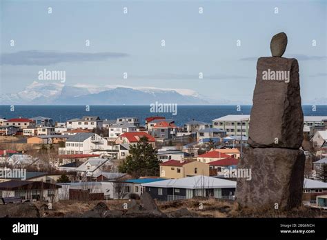 View Over The Town Of Reykjanesbaer South West Iceland Stock Photo Alamy