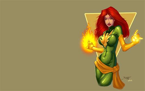 Women Jean Grey Redhead Long Hair Red Lipstick Marvel Comics