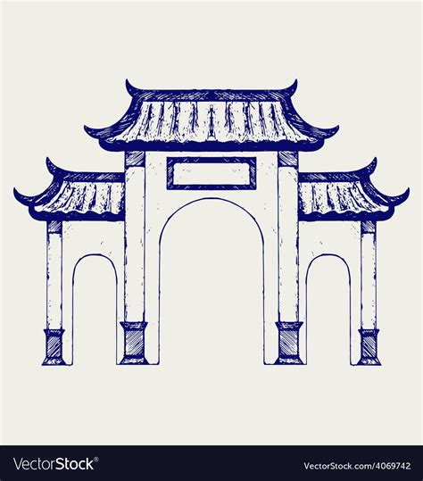 Ancient Chinese Gate Royalty Free Vector Image