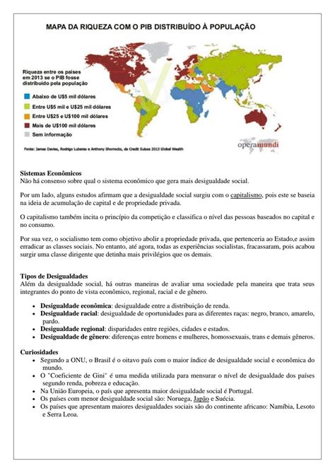 Atividade Sobre Desigualdade Social Com Gabarito 5 Ano