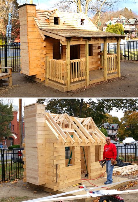 10x10 Log Cabin Playhouse Plan For Kids Pauls Playhouses