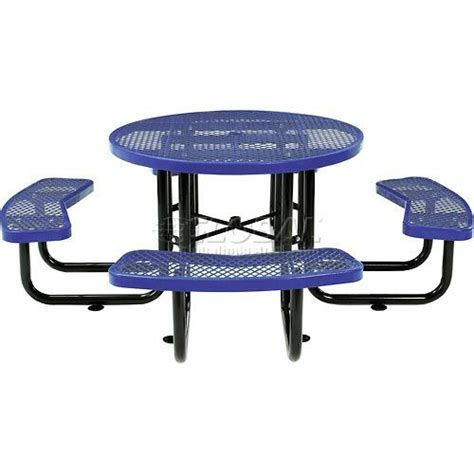 Chairs, tables, and dining sets. Benches & Picnic Tables | Picnic Tables - Steel | 46" Round Expanded Metal Picnic Table Blue ...