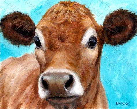 Cows Jersey Cow Jersey Cow Art Print Jersey Dairy Cow Etsy Cow Art