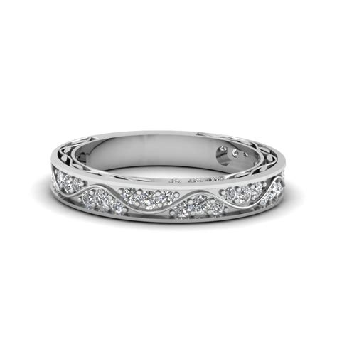 Vintage Pave Diamond Wedding Ring For Women In 18k White Gold