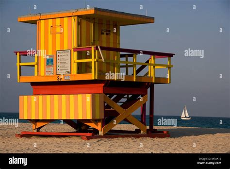 Lifeguard Hut On The Beach Miami Beach Florida Usa Stock Photo Alamy