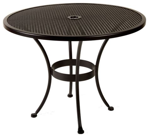Great for summer time dinners or conversation. Patio Tables With Umbrella Hole bistro 36"rd. mesh dining ...