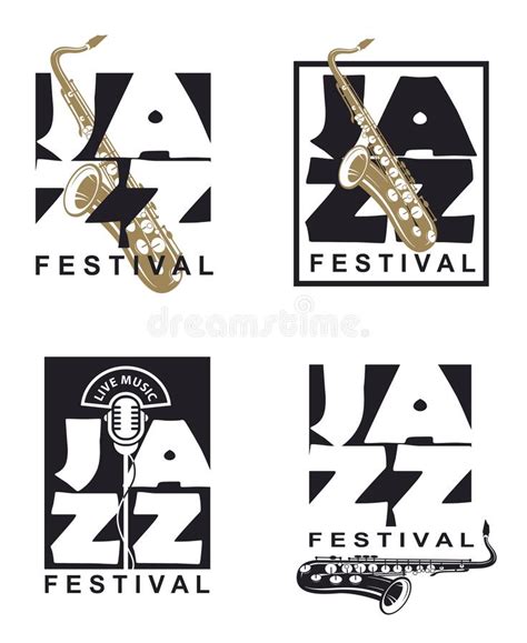 Jazz Festival Poster Set Stock Vector Illustration Of Instrument