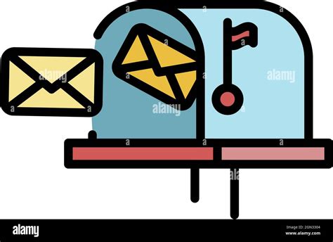 Mailbox Letters Icon Outline Mailbox Letters Vector Icon Color Flat