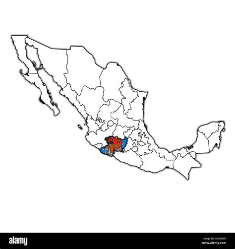 Emblem Of Michoacan State On Map With Administrative Divisions And