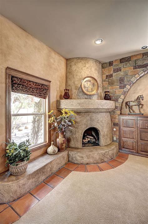 These brick fireplace ideas will help you elevate your living room to a whole new level. Custom textured and distressed antiqued Kiva fireplace. # ...