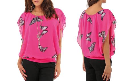 Womens Butterfly Print Top Groupon Goods