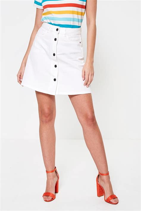 Noisy May Sunny Short Denim Skirt In White Iclothing