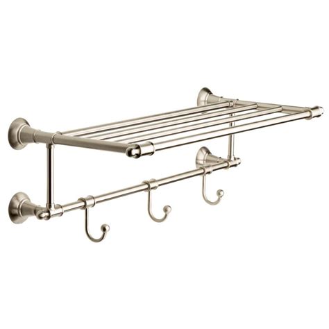 When deciding on your bathroom fixtures, you want fixtures that are easy to maintain and clean, but also ones that are sleek, shiny and. Delta 24 in. Towel Shelf with 3 Towel Hooks in SpotShield ...