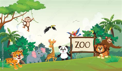 Grafika Wektorowa Stock Illustration Of Funny Zoo Animal Cartoon