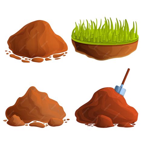 Premium Vector Soil Icons Set Cartoon Style