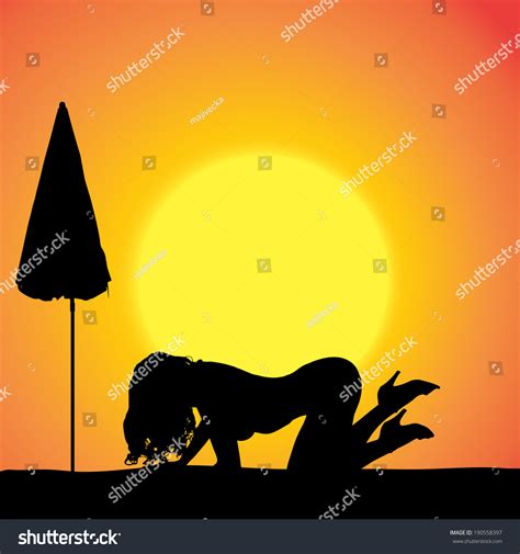 Vector Silhouette Of A Sexy Woman On The Beach 190558397 Shutterstock