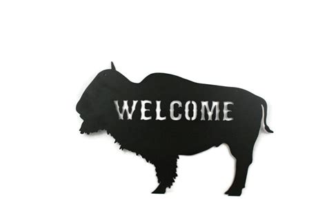 Metal Buffalo Welcome Sign Western Buffalo Bison Decor Cabin Welcome