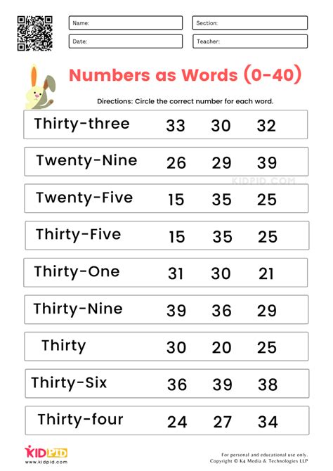 Worksheet On Numbers In Words For Grade 1