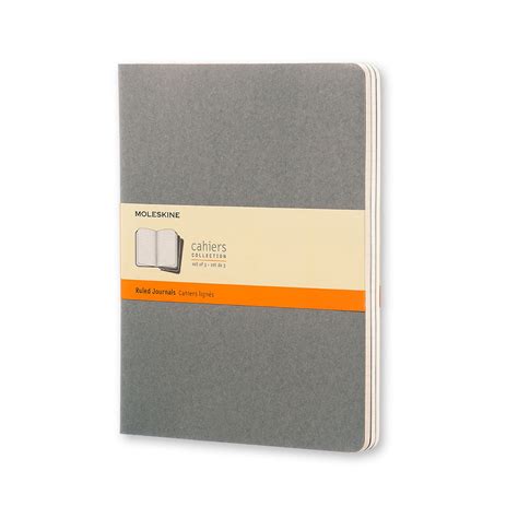 Moleskine Set Of 3 Xl Ruled Journals Grey Paper Tiger