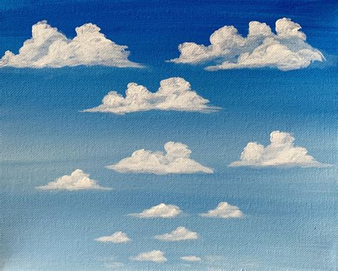 How To Paint Clouds Simple Puffy Clouds Step By Step Painting