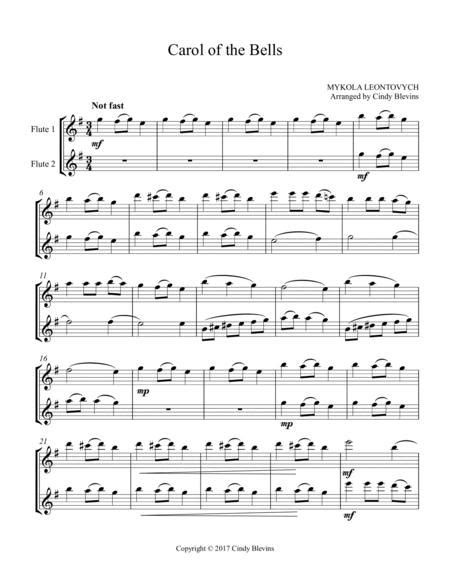 Carol Of The Bells For Flute Duet By Mykola Leontovych Digital Sheet