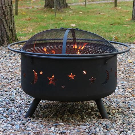 Sunnydaze Cosmic Outdoor Fire Pit 30 Inch Round Bonfire Wood Burning Patio And Backyard Firepit