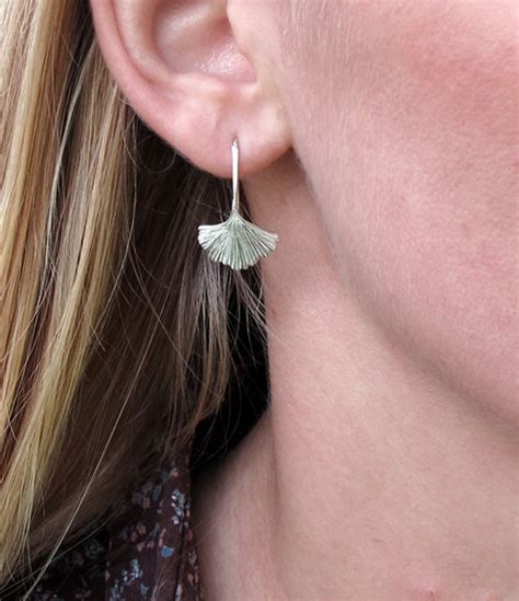 Ginkgo Leaf Earrings Sterling Silver Etsy