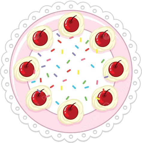 a cherry cake on white background element set drawing vector element set drawing png and