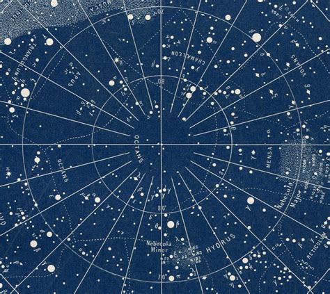 Antique Astronomy Star Chart Print Chromolithograph