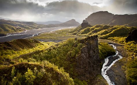 Nature Landscape Iceland River Hill Forest Wallpapers Hd Desktop
