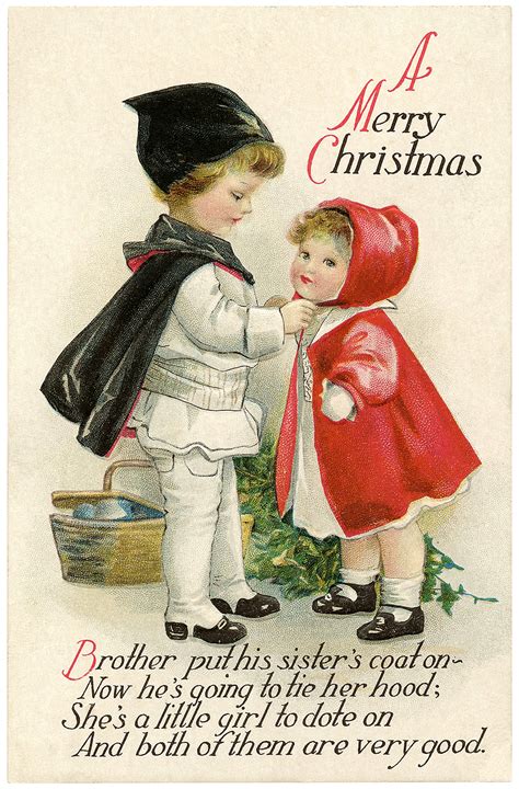 Vintage Christmas Children Postcard The Graphics Fairy