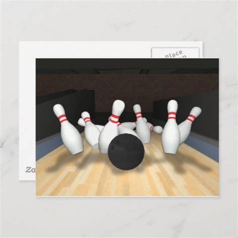 Bowling Ball And Pins 3d Model Postcard Zazzle