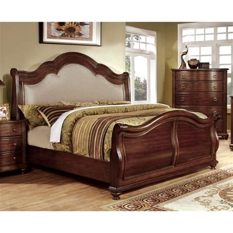 Oversized headboard features button tufting and nailhead detail. Furniture of America Marcella California King Upholstered ...