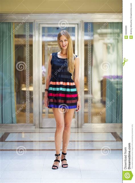Beautiful Woman In Summer Dress In The Shop Stock Image Image Of