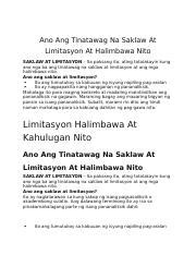 Ano Ang Tinatawag Na Saklaw At Limitasyon At Halimbawa Nito JM Docx