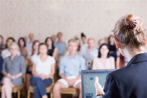 Lecturer Giving Speech During Conference Stock Photo Image Of Class Center