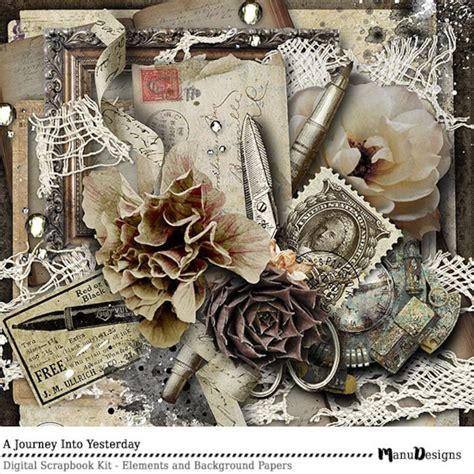 Vintage Style Instant Download Digital Papers Shabby Papers Scrapbook Kit Scrapbook Elements