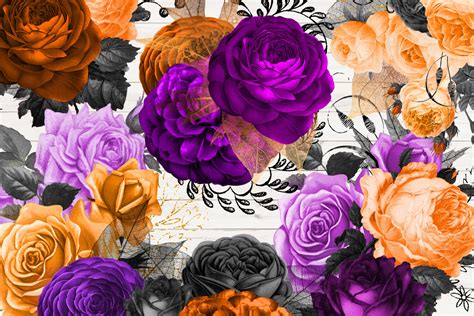 Halloween Floral Clipart By Digital Curio Thehungryjpeg