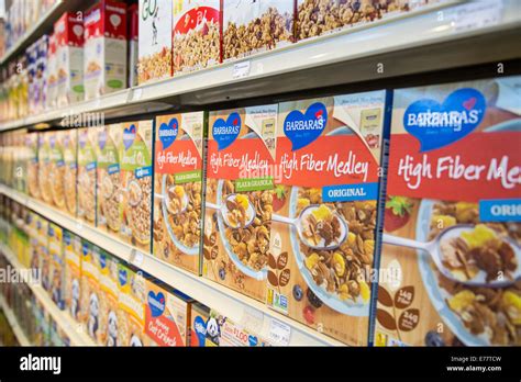 Organic Breakfast Cereal Boxes On The Shelves Of A Natural Foods