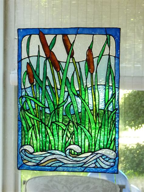 Interior Faux Stained Glass Window Film Pampas Grass